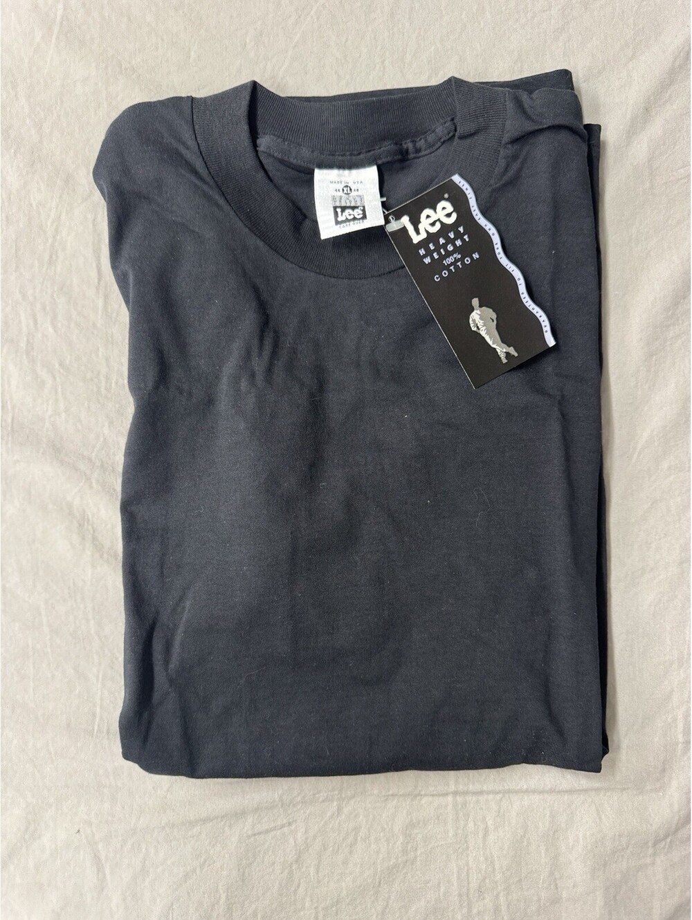 NWT Vintage Lee Blank Black T Shirt Sz XL Single Stitch Made In USA 90s